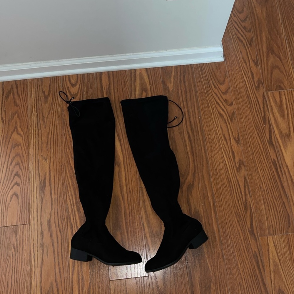 Miss Lola Black Over the Knee Boots